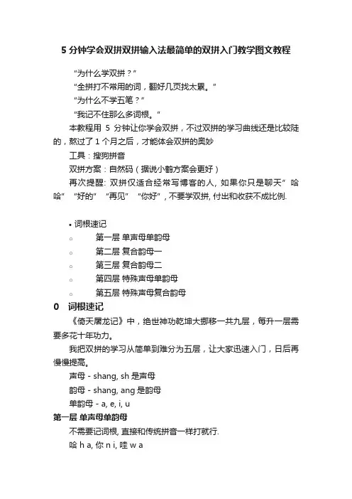 5分钟学会双拼双拼输入法最简单的双拼入门教学图文教程