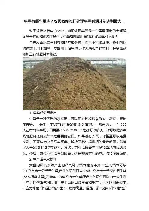 牛粪有哪些用途？农民教你怎样处理牛粪利润才能达到最大！