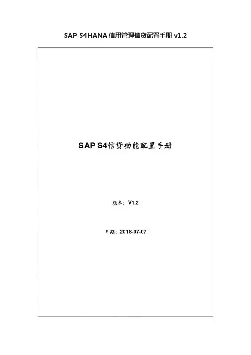 SAP-S4HANA信用管理信贷配置手册v1.2