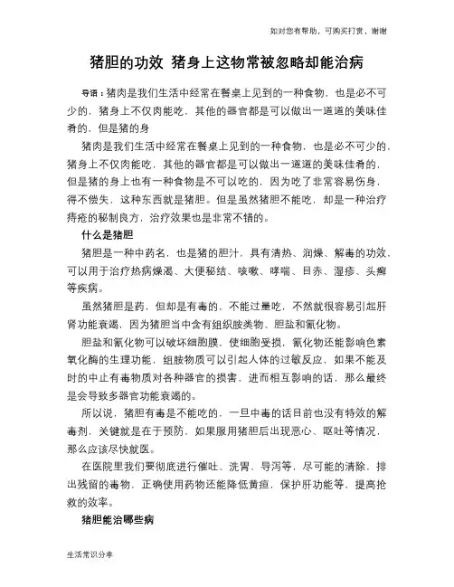 猪胆的功效 猪身上这物常被忽略却能治病