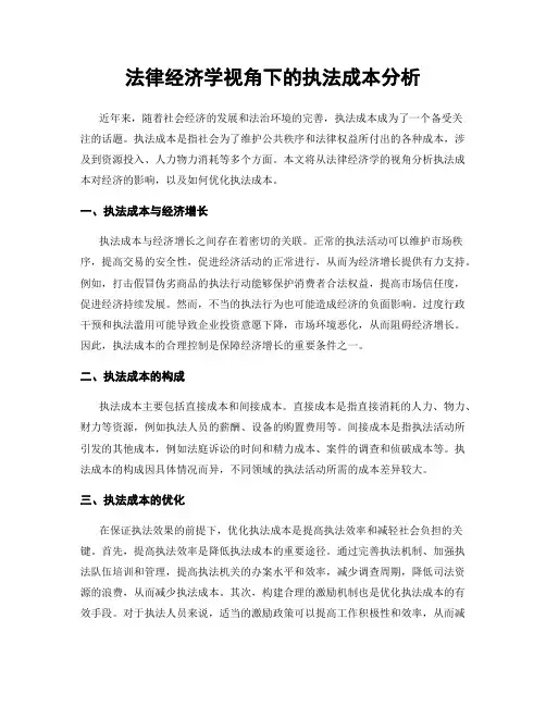 法律经济学视角下的执法成本分析