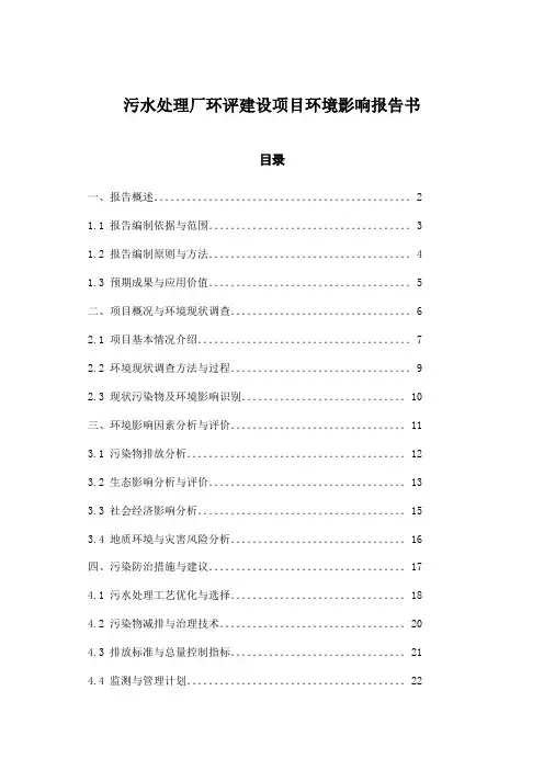 污水处理厂环评建设项目环境影响报告书