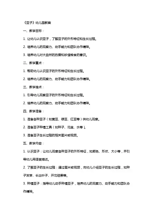 《豆子》幼儿园教案