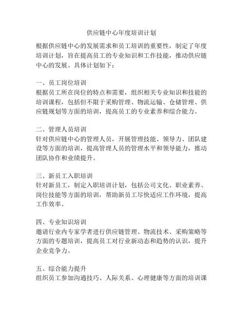 供应链中心年度培训计划