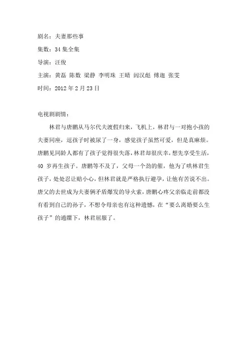 电视剧《夫妻那些事》剧情介绍
