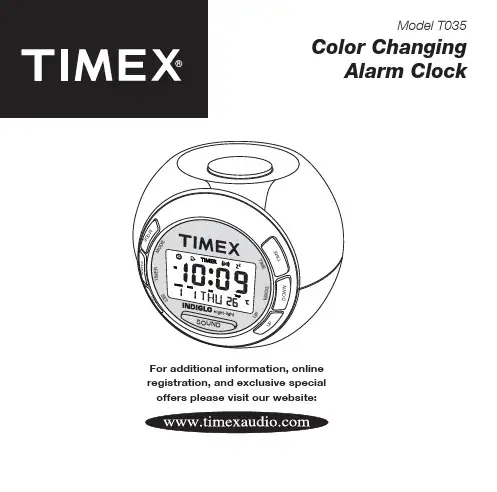 Timex T035彩色变换闹钟说明书