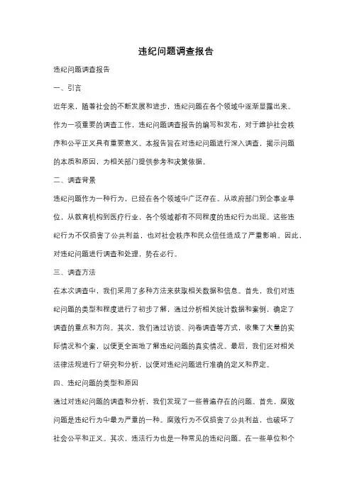 违纪问题调查报告