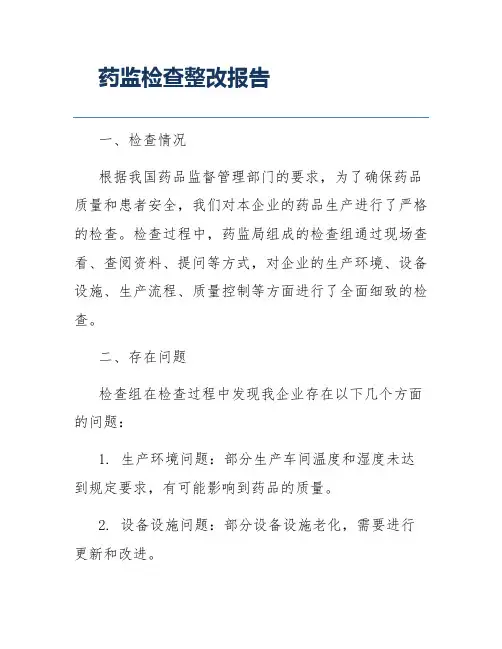 药监检查整改报告