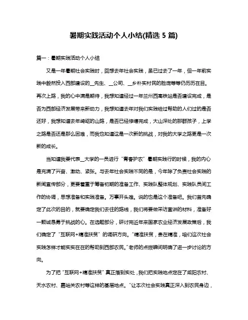 暑期实践活动个人小结(精选5篇)
