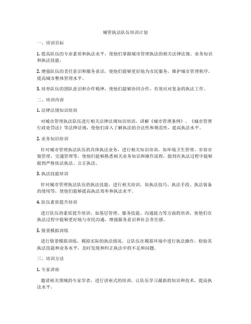 城管执法队伍培训计划