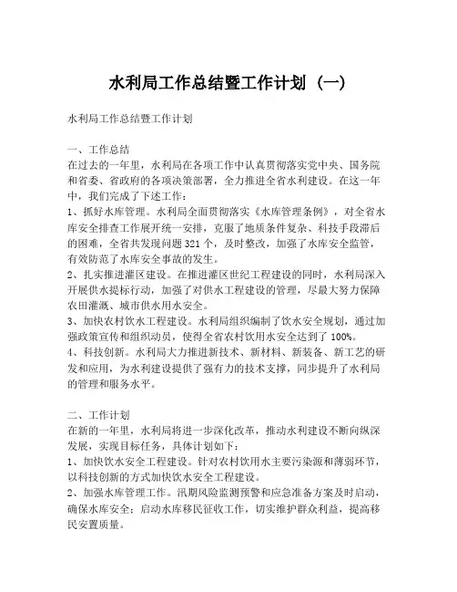 水利局工作总结暨工作计划 (一)