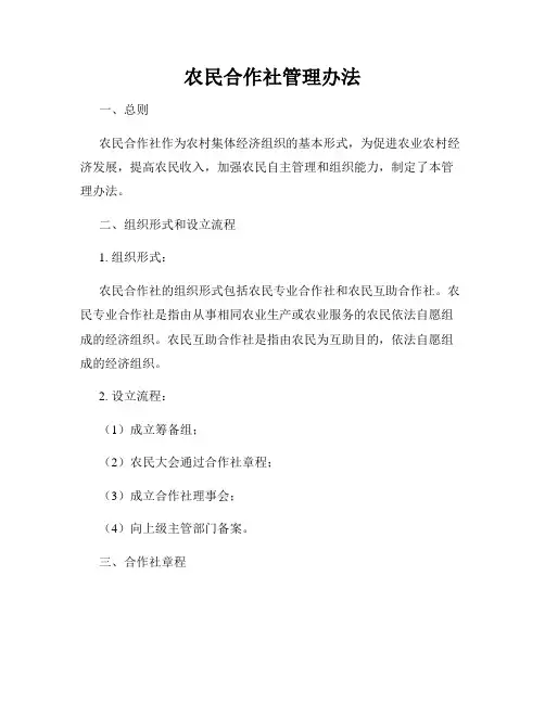 农民合作社管理办法