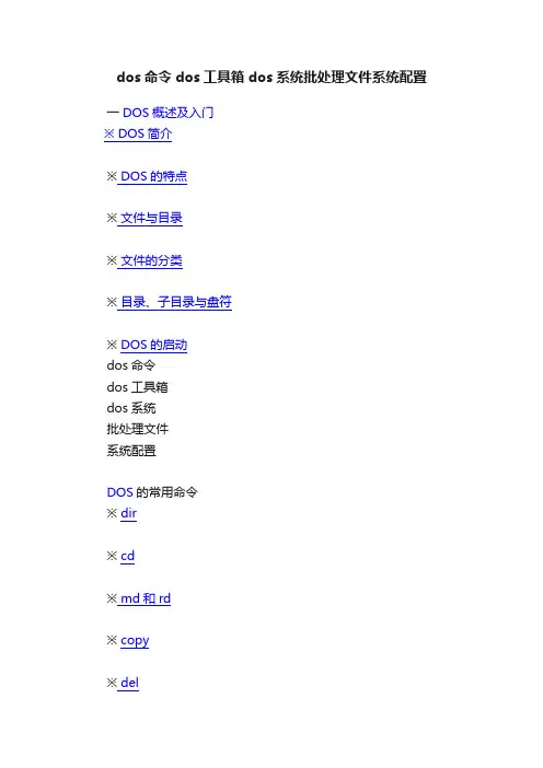 dos命令dos工具箱dos系统批处理文件系统配置