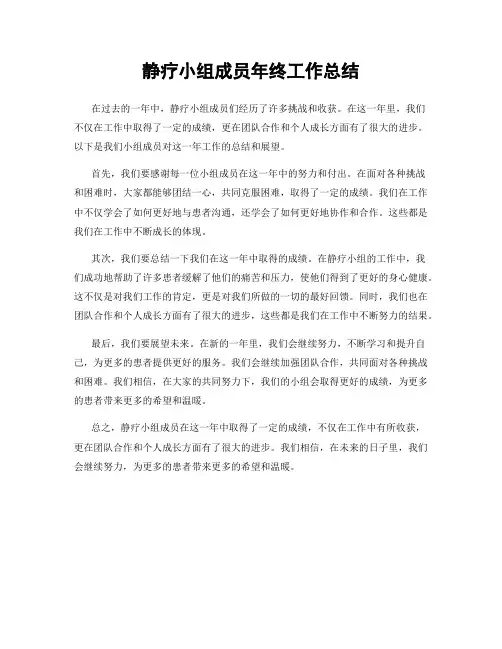 静疗小组成员年终工作总结