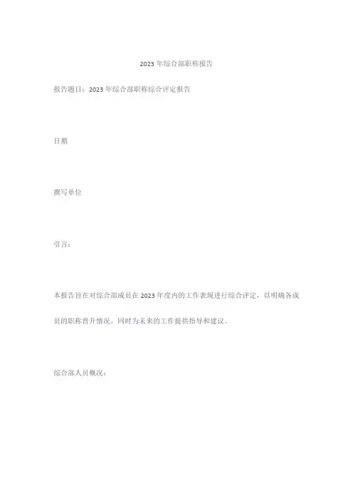 2023年综合部职称报告