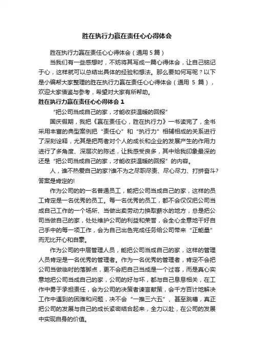 胜在执行力赢在责任心心得体会