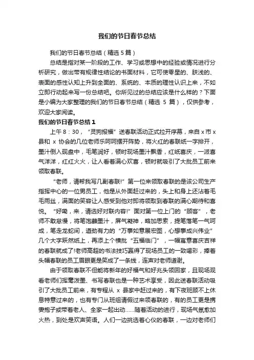 我们的节日春节总结