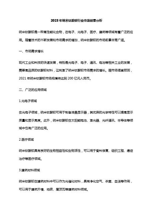 2023年纳米钛酸钡行业市场前景分析