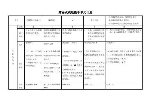 蹲踞式跳远单元计划