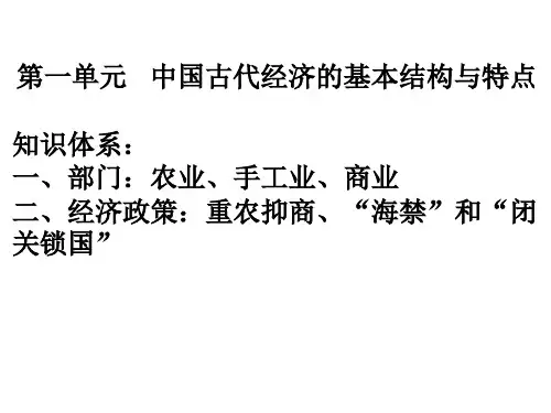 必修二第一单元古代中国经济的基本结构与特点[复习课件]R人教版