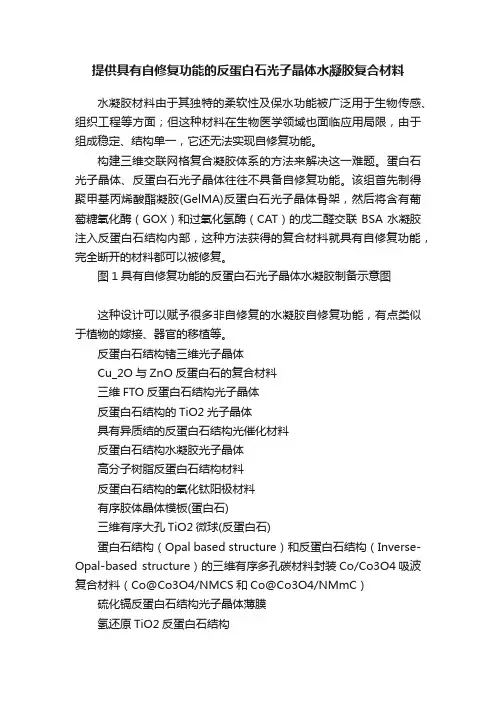 提供具有自修复功能的反蛋白石光子晶体水凝胶复合材料