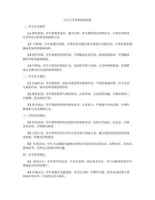 中心小学各种规章制度