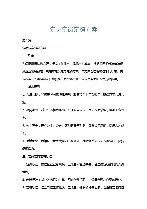 定员定岗定编方案