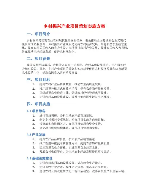 乡村振兴产业项目策划实施方案