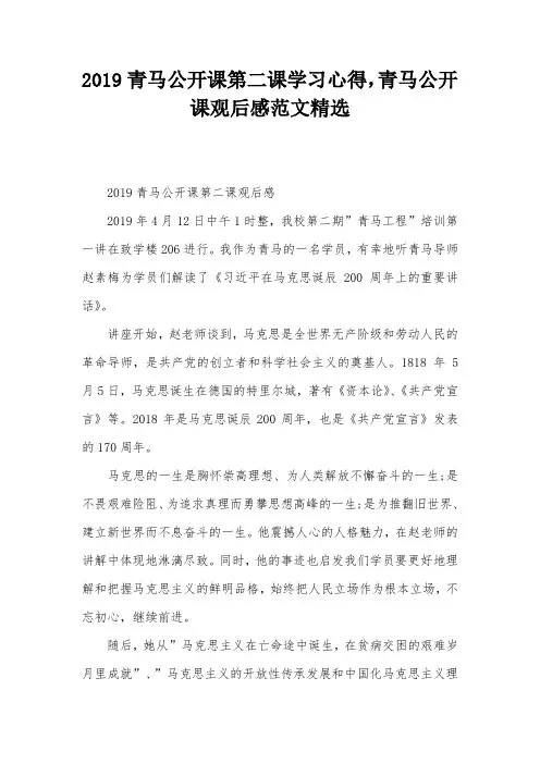 2019青马公开课第二课学习心得,青马公开课观后感范文精选