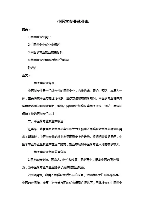 中医学专业就业率