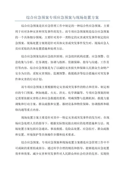 综合应急预案专项应急预案与现场处置方案