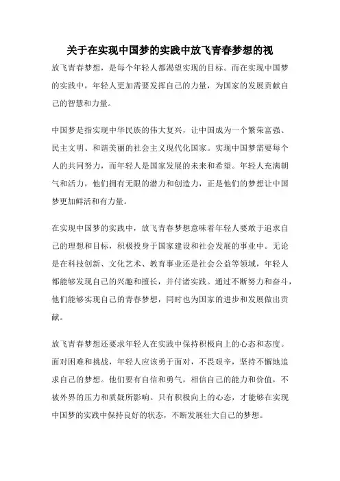 关于在实现中国梦的实践中放飞青春梦想的视