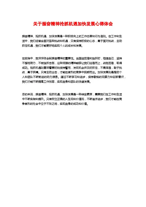 关于振奋精神抢抓机遇加快发展心得体会