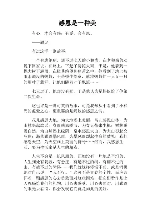 高二作文+感恩是一种美