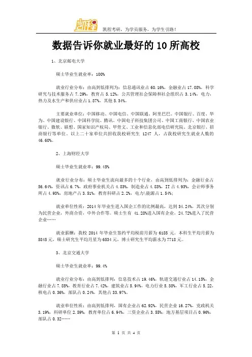 数据告诉你就业最好的10所高校