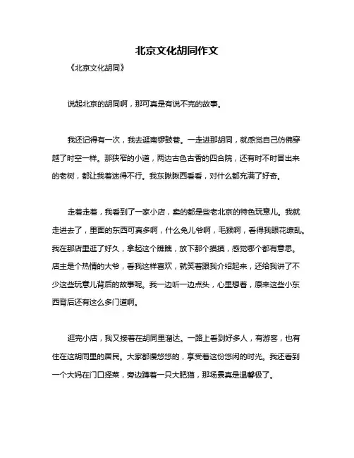 北京文化胡同作文