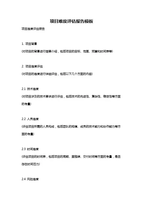 项目难度评估报告模板