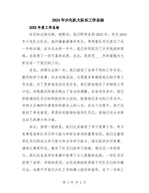 2024年少先队大队长工作总结