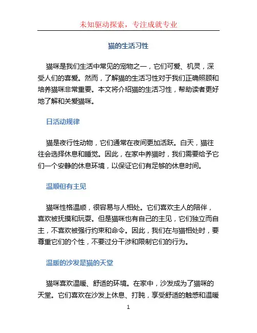 猫的生活习性