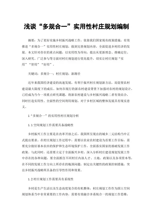 浅谈“多规合一”实用性村庄规划编制