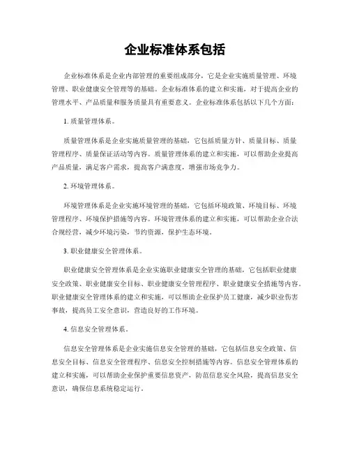 企业标准体系包括