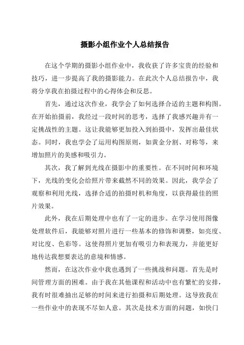 摄影小组作业个人总结报告