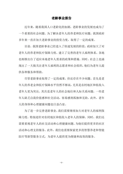 老龄事业报告