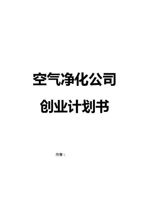 空气净化公司创业计划书