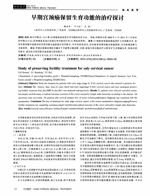 早期宫颈癌保留生育功能的治疗探讨