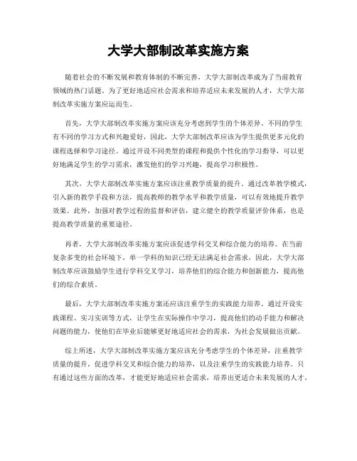大学大部制改革实施方案