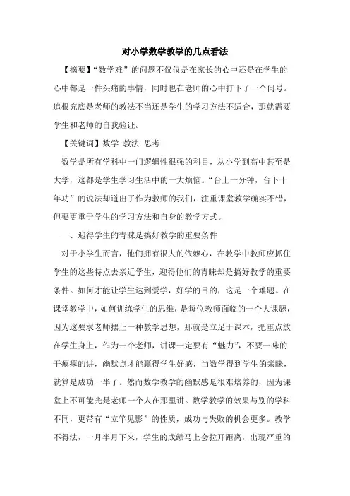 对小学数学教学几点看法论文