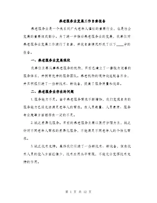 养老服务业发展工作自查报告（四篇）