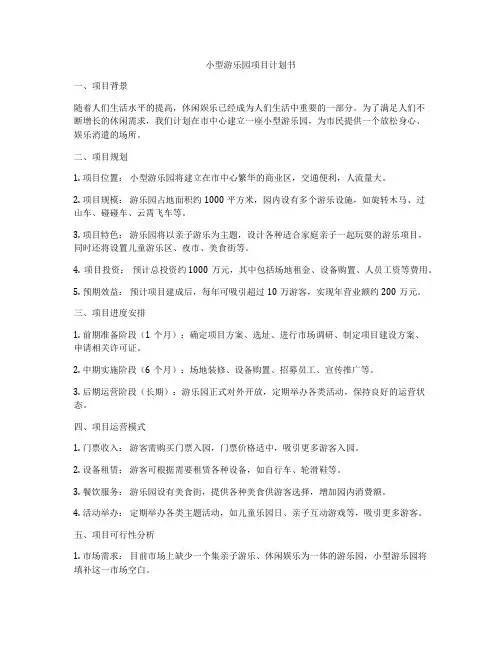小型游乐园项目计划书
