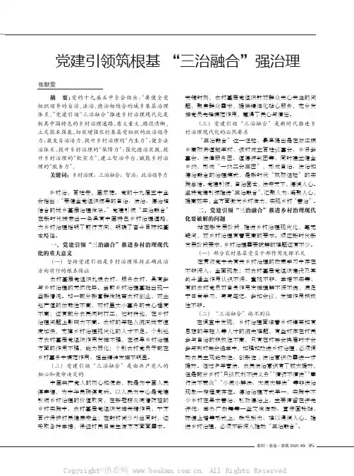 党建引领筑根基 “三治融合”强治理